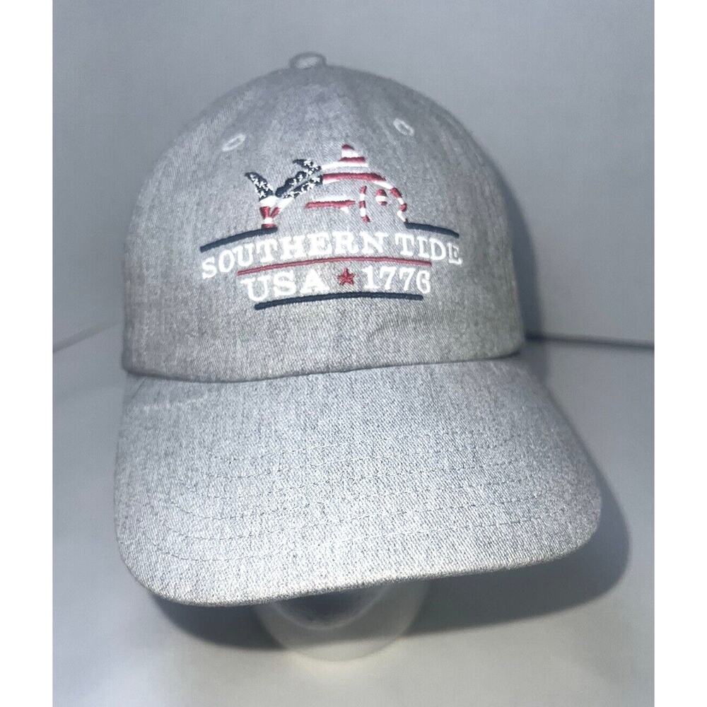 SOUTHERN TIDE Hat Cap Adjustable Strap Gray Red White Blue Embroidered Patriots